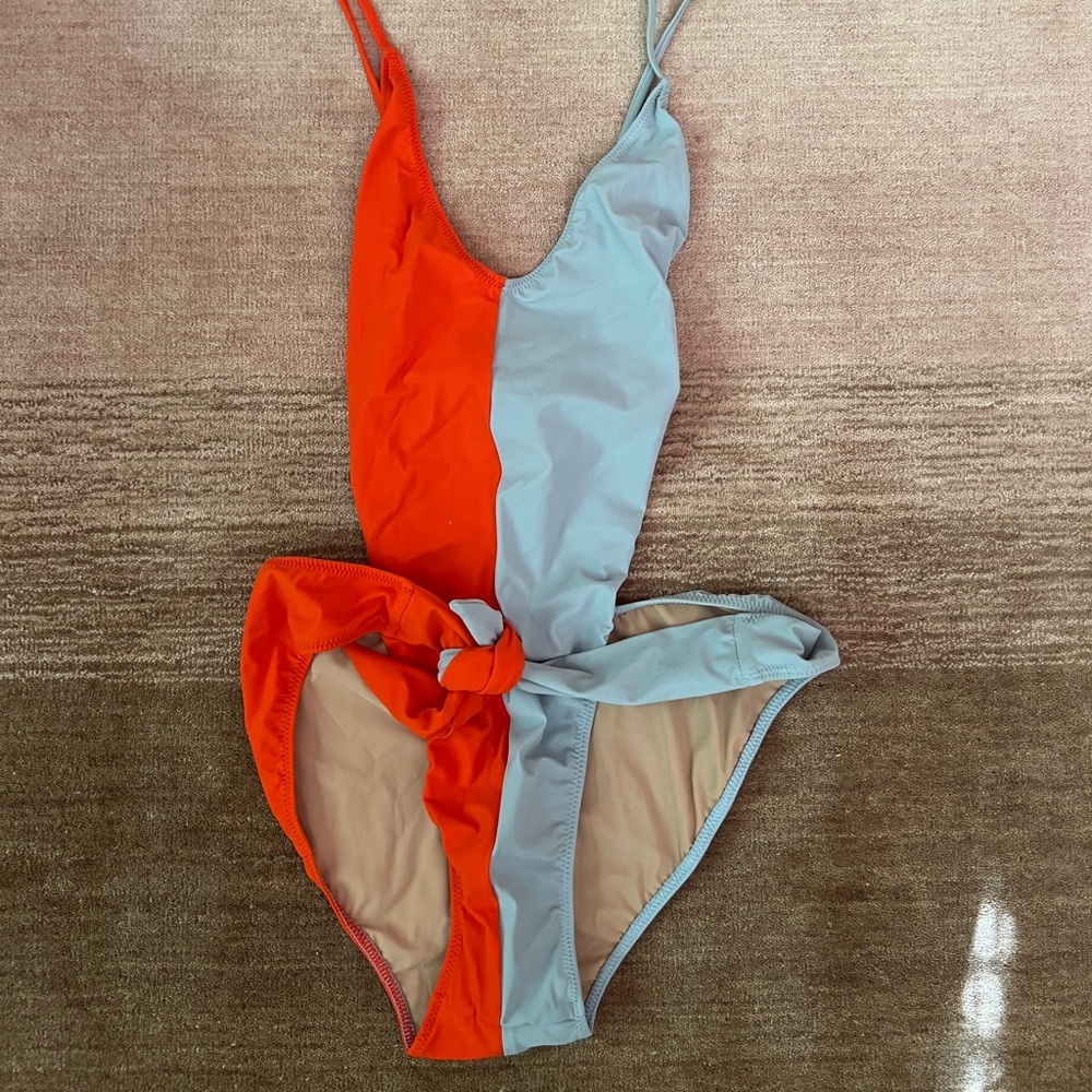 GIL RODRIGUEZ Two Tone One Piece Swimsuit - Orange & Powder Blue